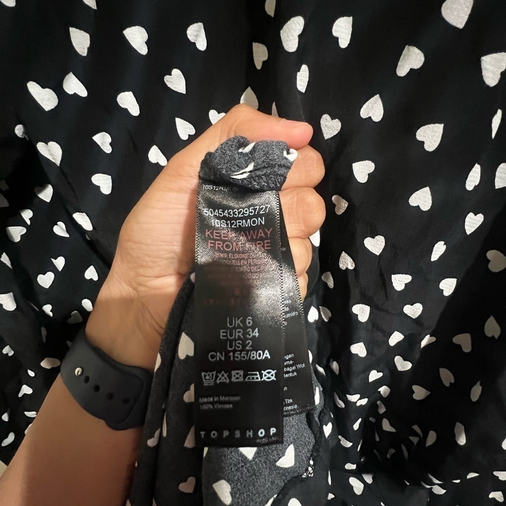 Topshop Heart Print Midi Wrap Dress Black White size 2 - Picture 6 of 10